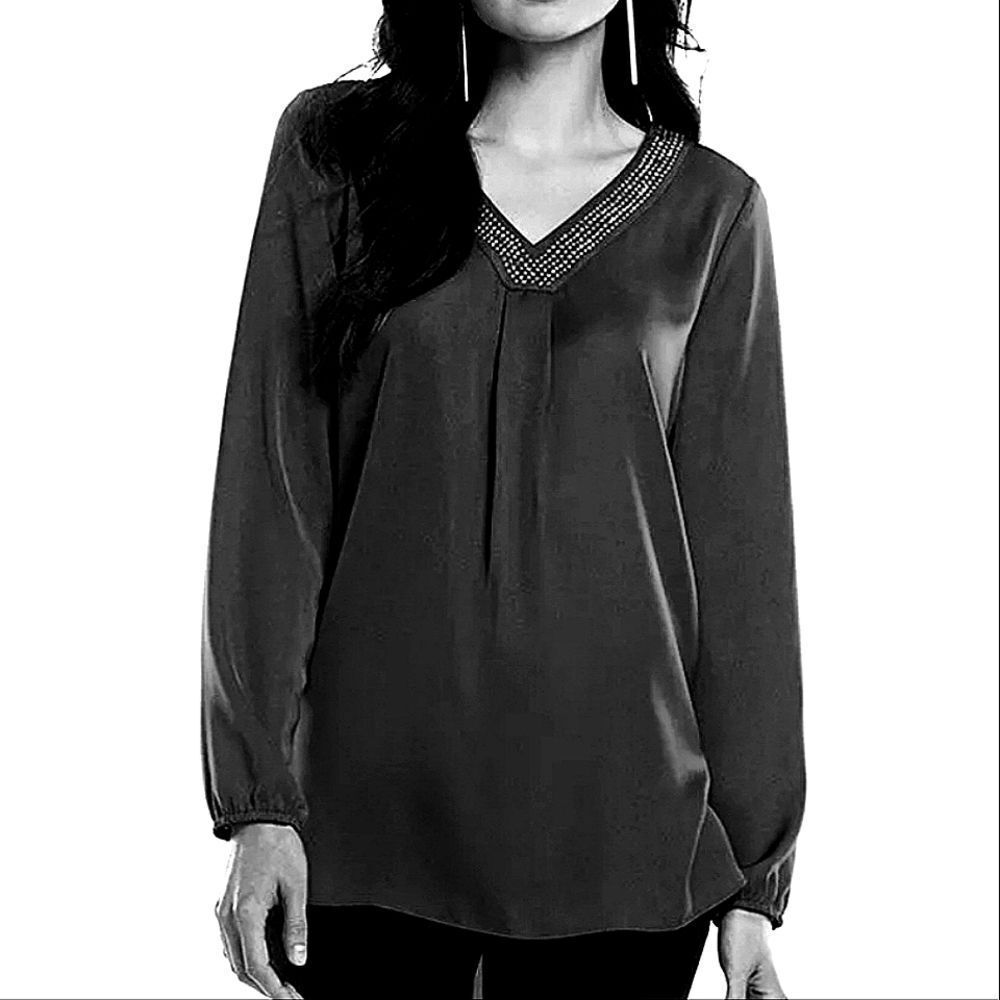 Apt. 9® Women's Black Embellished V-neck Chiffon Tunic Top
